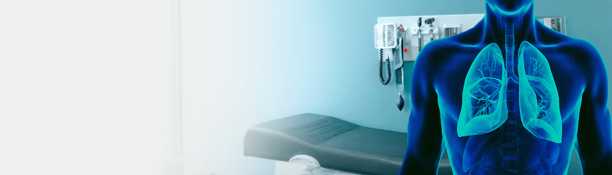 Imagen de un cuerpo humano azul en el que se resaltan
los pulmones
